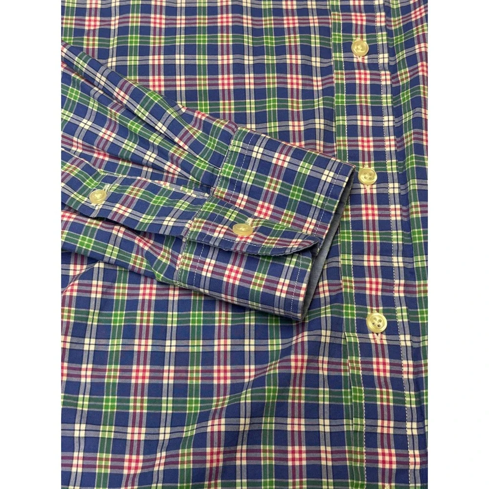 Polo Ralph Lauren Men's Plaid Button Down Shirt Stretch Cotton Pink Green Blue M